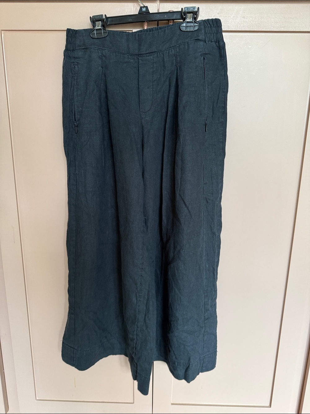 Women’s Athleta Wide Leg Black Linen Blend Pants (8R)